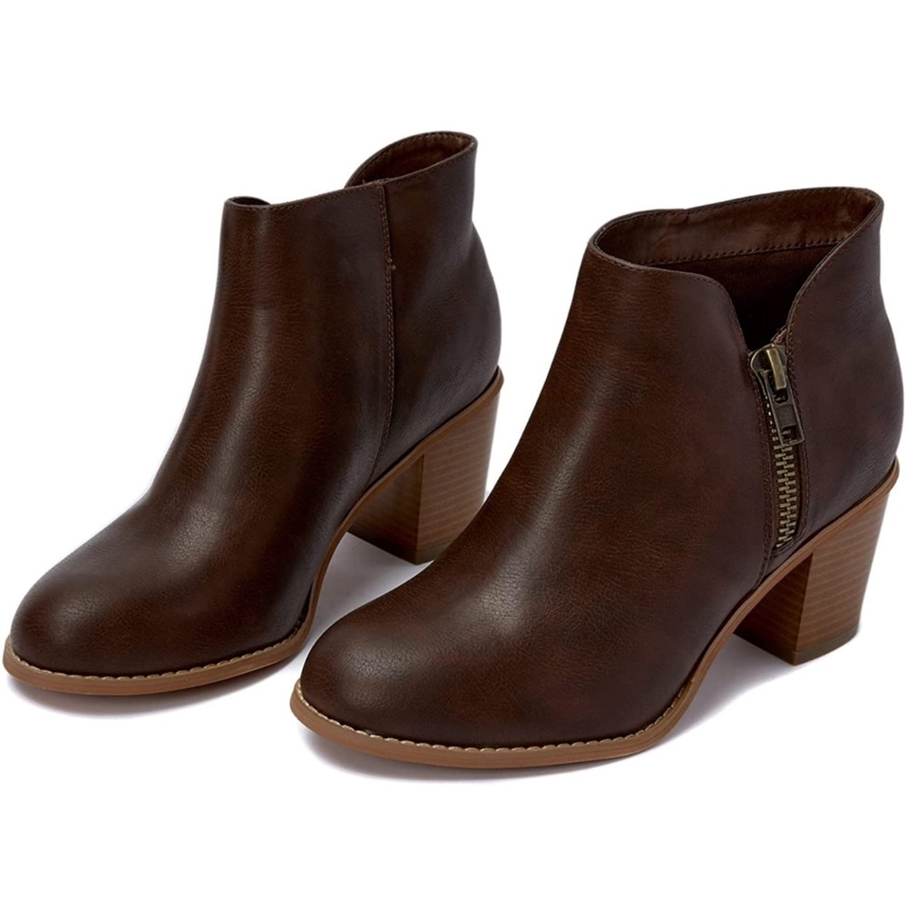 Brand New, Never Worn, Luoika Faux Leather, Zip Closure Ankle Booties
